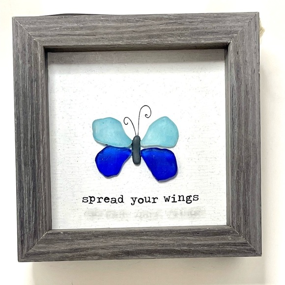 Demdaco Spread Your Wings Shadow Box with Sea Glass.​ New with Tags - Picture 1 of 4